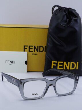Fendi FE50094I 020 Square Eyeglasses - Transparent Grey 52mm